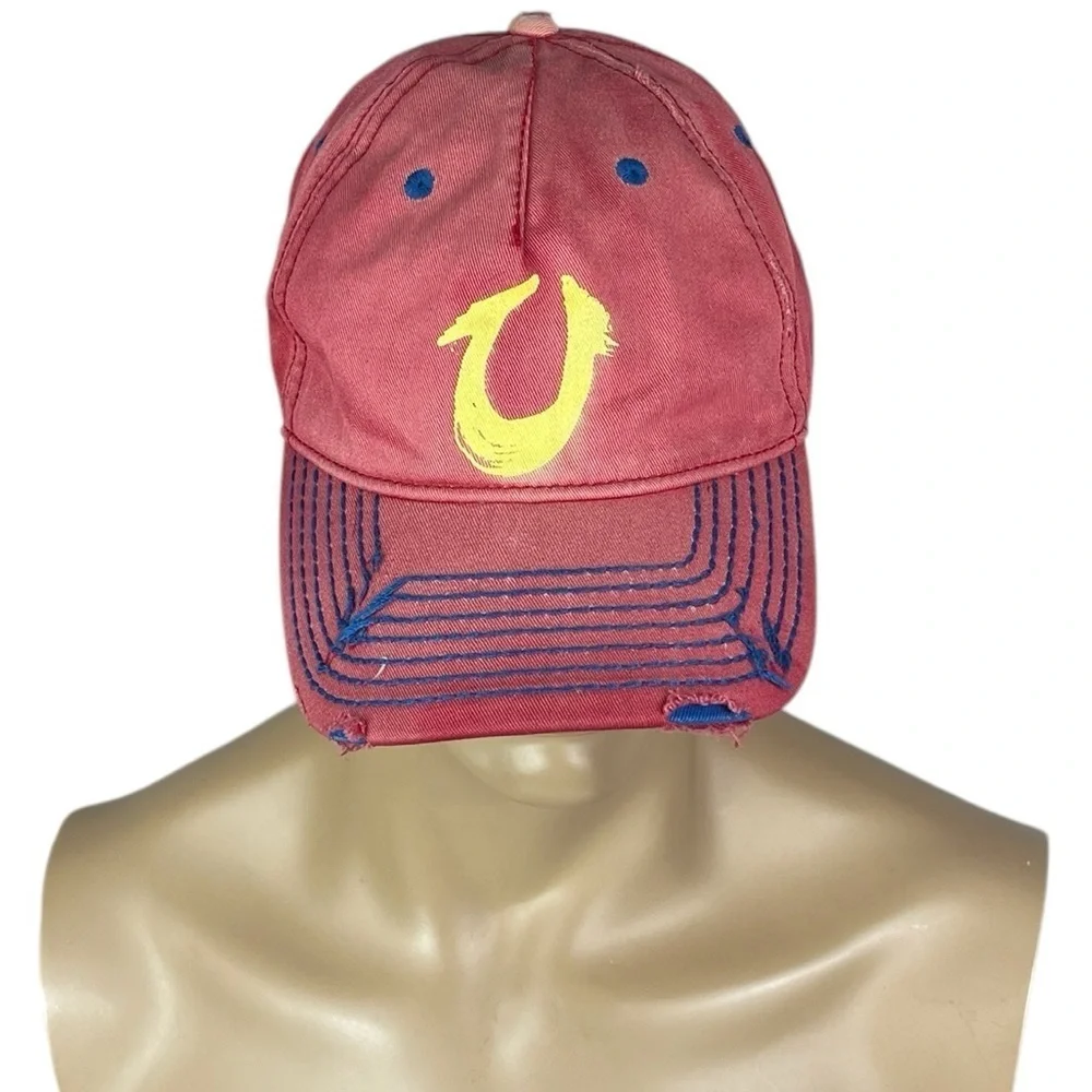 Men’s True Religion Brand Leather Strap Designer Baseball Cap OS